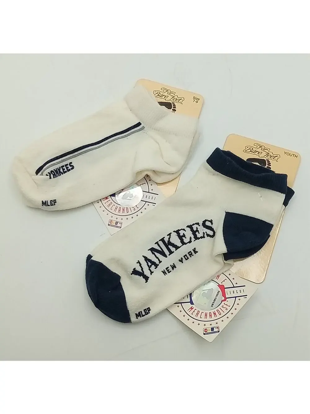 New York Yankees MLB For Bare Feet Set of 2 Youth Socks Size 7-9
